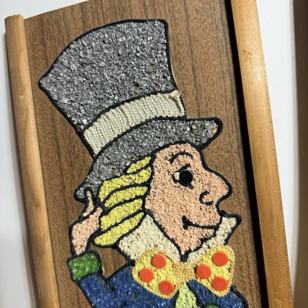 Set Vtg Gravel Art Alice Wonderland White Rabbit Mad Hatter Pictures 17